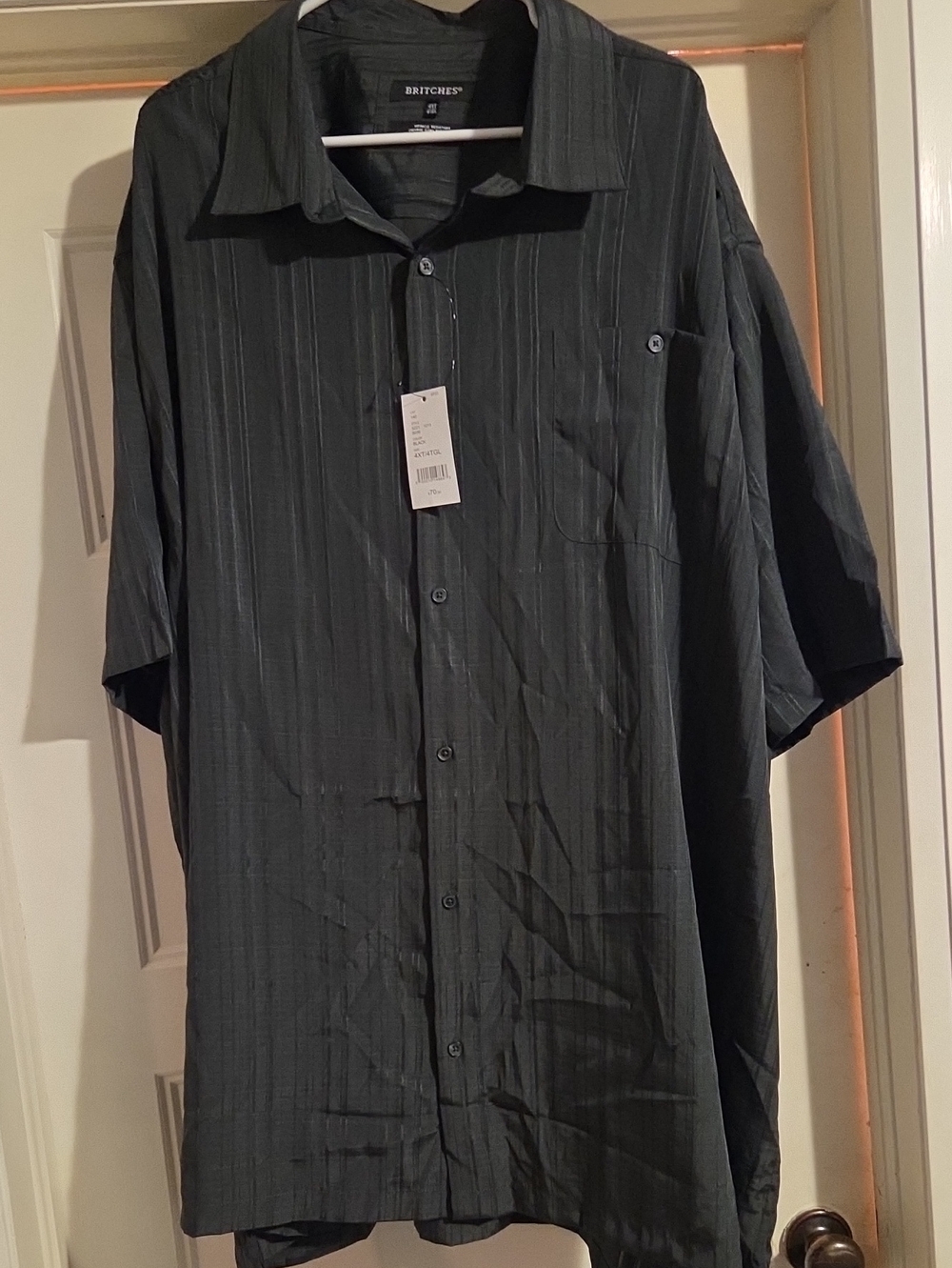 Men's Black Short-Sleeve Button-Up Shirt